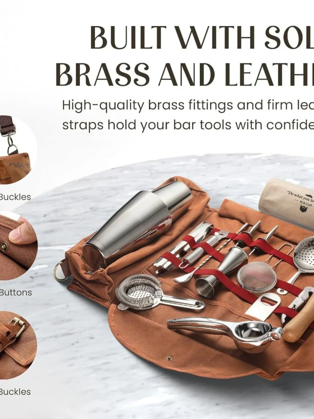 Travel Bartender Kit Bag | 17-Piece Bar Tool Set with Tote Bag & Shoulder Strap